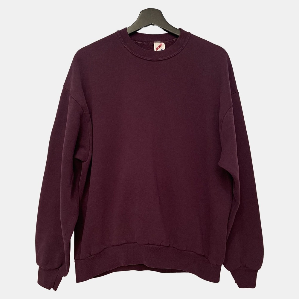 Vintage Jerzees Sweatshirt XL Burgundy Maroon Made USA Blank Crewneck Pullover